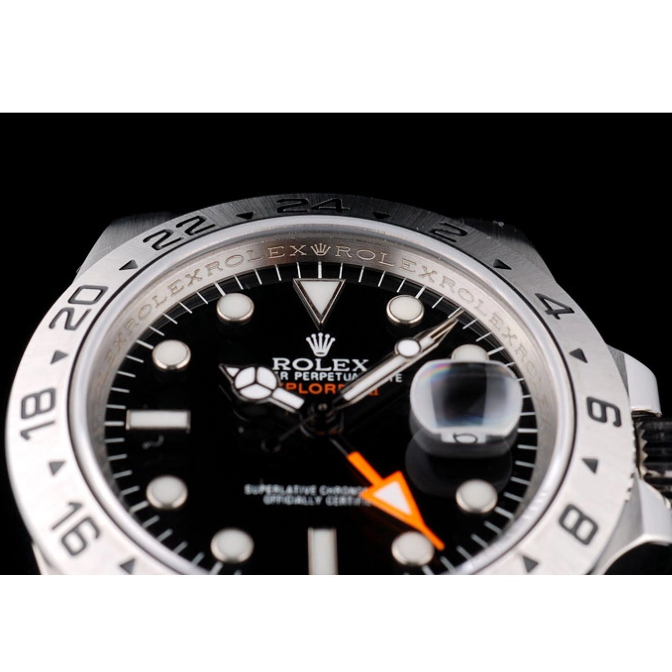 Aaa replica watch Stainless Bezel Dial Steel Black Watch Explorer Rolex 0623